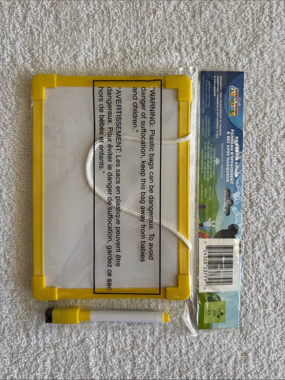 Disney Mickey Mouse Yellow Dry Erase Board with Marker